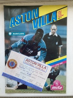 Aston Villa v Luton Town Div 1 with TICKET 1990/91