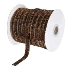 Metallic Glitter Velvet Ribbon 3/8 Inch x 50 Yard Gift Wrapping Dark Brown