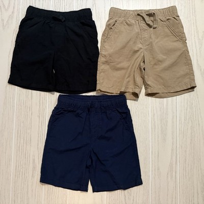 Jumping Beans Shorts Boys 6 Black Navy Khaki Pull On Drawstring Lot of 3 EUC 