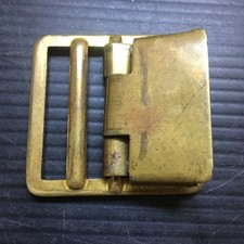 Vintage 1970s Brass Military Style Webbing Belt Buckle w/ Toothed Grip Clamp