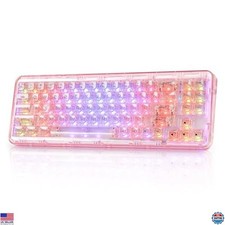 Wireless Hot Swappable Mechanical Keyboard 68 RGB Backlit USB-C BT5.0 Pink