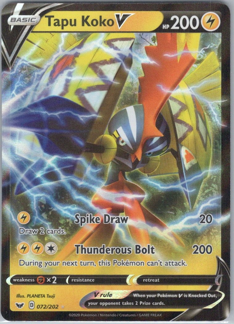 Tapu Koko V #72/202 (Holo) (NM) SWSH01: Sword & Shield Base Set SWSH01 Pokemon
