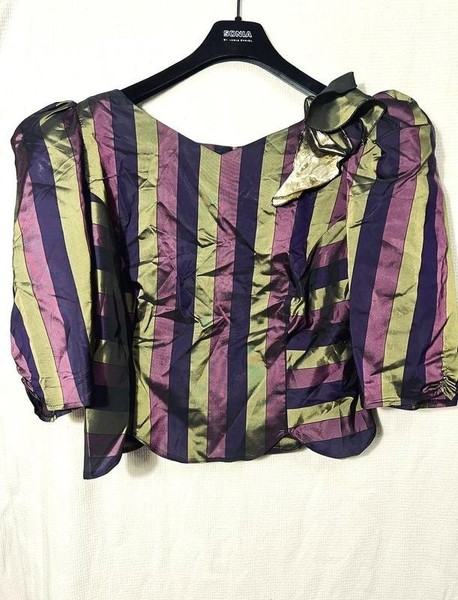 Women Vintage Hollywood Shirt Multicolor Silk 40 /