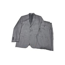 Jos. A. Bank Traveler Suit Mens 41L 34W L31 Gray Plaid 100 Wool Tailored 2pc