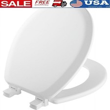 Round Enameled Wood Toilet Seat Easy Clean Hinge StayTite System Durable Design