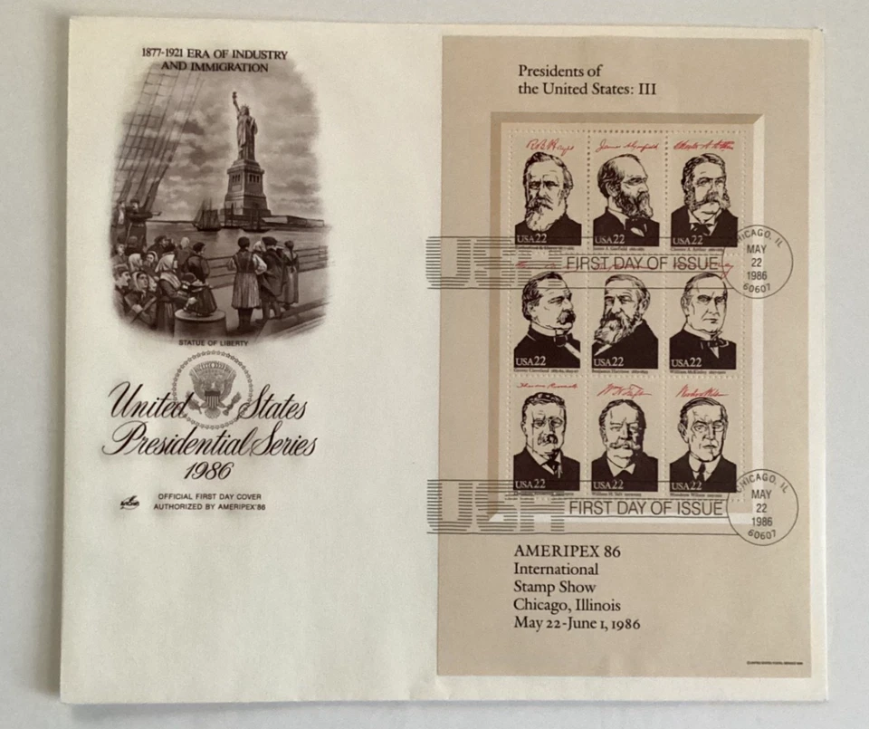 US FDC #2216-2219 Art Craft 1986 Chicago IL US Presidents AMERIPEX Set of 4 - Image 4 of 4