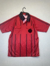 Soccer Referee Shirt Mens Extra Large Black Red Striped Short Sleeve Vintage