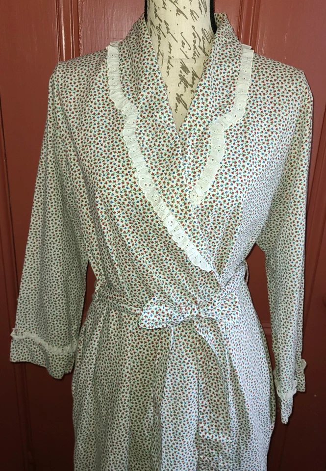 De colección Brooks Brothers Damas Algodón Abrigo Albornoz, Blanco con Americana Mini Floral