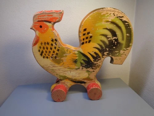 LEGO DENMARK VINTAGE 1950'S WOOD ROOSTER ULTRA RARE ITEM GOOD CONDITION