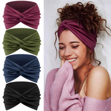 Wide Headbands for Women's Hair, 4 Pcs Hair bands   Vintage Turban Elastic Head