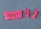 Vintage Barbie Clothes - Vintage Barbie Pink Pilgrim Shoes, Pink Clutch