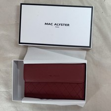 Mac Alyster Paris Women’s Burgundy Quilted Leather Long Wallet Purse Boxed