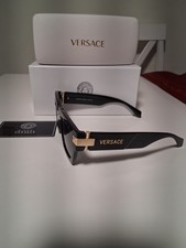 VersaceRectangle Sunglasses Black Plastic Frame/Black Tinted