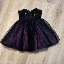 Mori Lee Purple and Black Sequined and Tulle Homecoming Dress-Plus Size