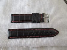 GENUINE alligator exotic usa watchstrap watch band strap 22mm black red