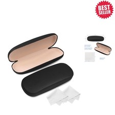 Travel-Friendly 2 Pack Eyeglass Hard Cases  Cleaning Cloths   Fits Most Eyewear