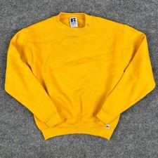 Russell Sweatshirt Youth Small Yellow Solid Crewneck Vintage Athletic