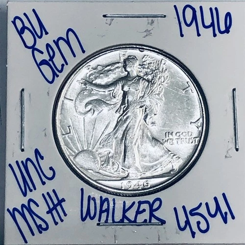 1946 BU UNCIRCULATED WALKING LIBERTY SILVER HALF DOLLAR AUTHENTIC U.S. MINT 4541