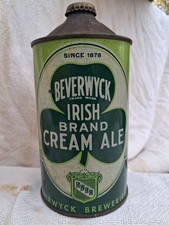BEVERWYCK IRISH BRAND CREAM ALE IRTP Quart cone top beer can
