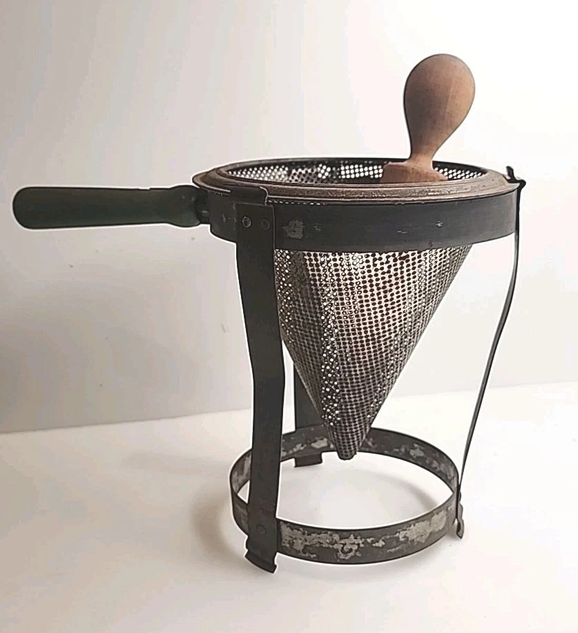 ANTIQUE Tomato Strainer Colander Ricer Food Mill & Wood Pestle
Opens in a new window or tab