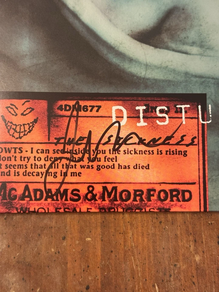 Disturbed The Sickness SIGNED Autographed 25th Anniversary Green Vinyl LP New - Image 2 of 4