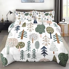 Comforter Set Size, Woodland Tree Wood 3 Pcs Soft Bedding Set for Full Pine