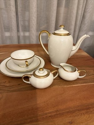 Antiquitäten Rosenthal Else Elfenbein Goldrand 2464 Kanne Zucker Milch Gedeck