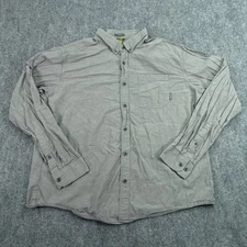 Eddie Bauer Shirt Mens Extra Large Gray Travex Classic Long Sleeve Button Down