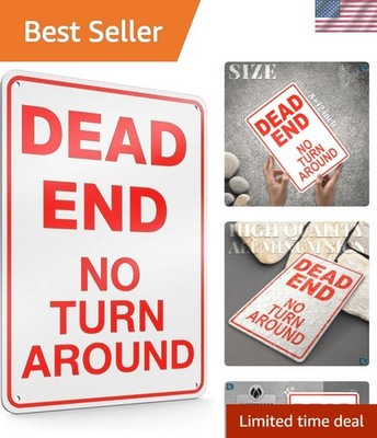 Reflective Dead End Sign, 8x12 Aluminum No Turn Around Driveway Sign, Weather...
