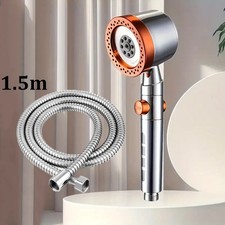 5 Mode Handheld Shower Head High Pressure Water Saving Filter Orange 1.5m Hose