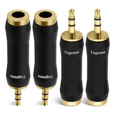 Togconn 1/8 Inch to 1/4 Adapter 4 Pack, 3.5mm TRS Male 6.35mm Female