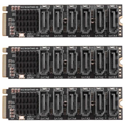 3X M.2 MKEY PCI-E Riser Card M.2 NVME zu SATA3.0 PCIE zu  6Gpbsx6-Port Erwe2373