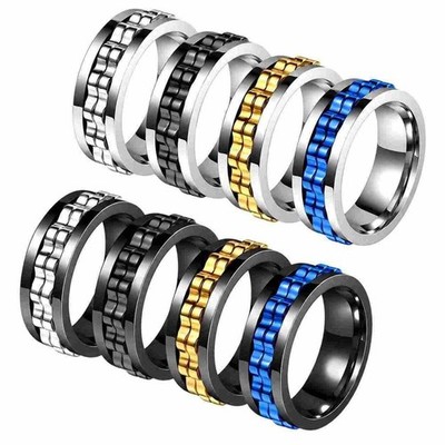 Herrenring Edelstahl drehbar Spinning Ring Kettenring Fidget Fingerring bunt