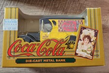 Vintage Coca Cola ERTL Die-Cast Metal Bank 1993 Yellow Delivery Truck With Box