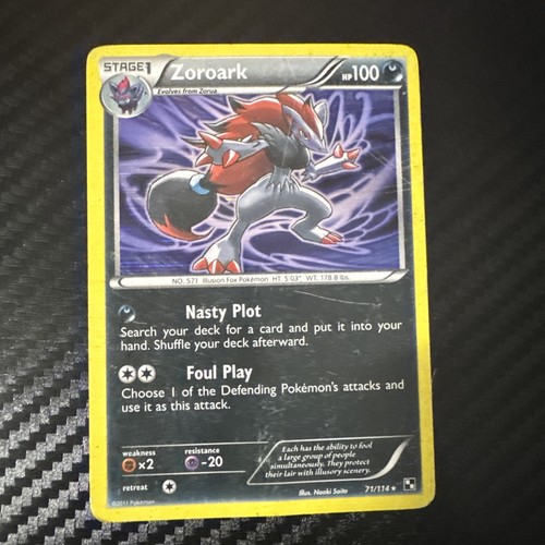 Pokemon Zoroark Holo Rare Black and White 71/114