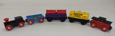 Vintage BRIO Wooden Train Cars Magnetic LOT Of 5
