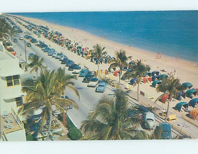 1950's OLD CARS AT BEACH Fort Lauderdale Florida FL G5994