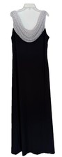 R M Richards Black Silver Beaded Gown Cowl Neck Sleeveless Long Dress Size 12