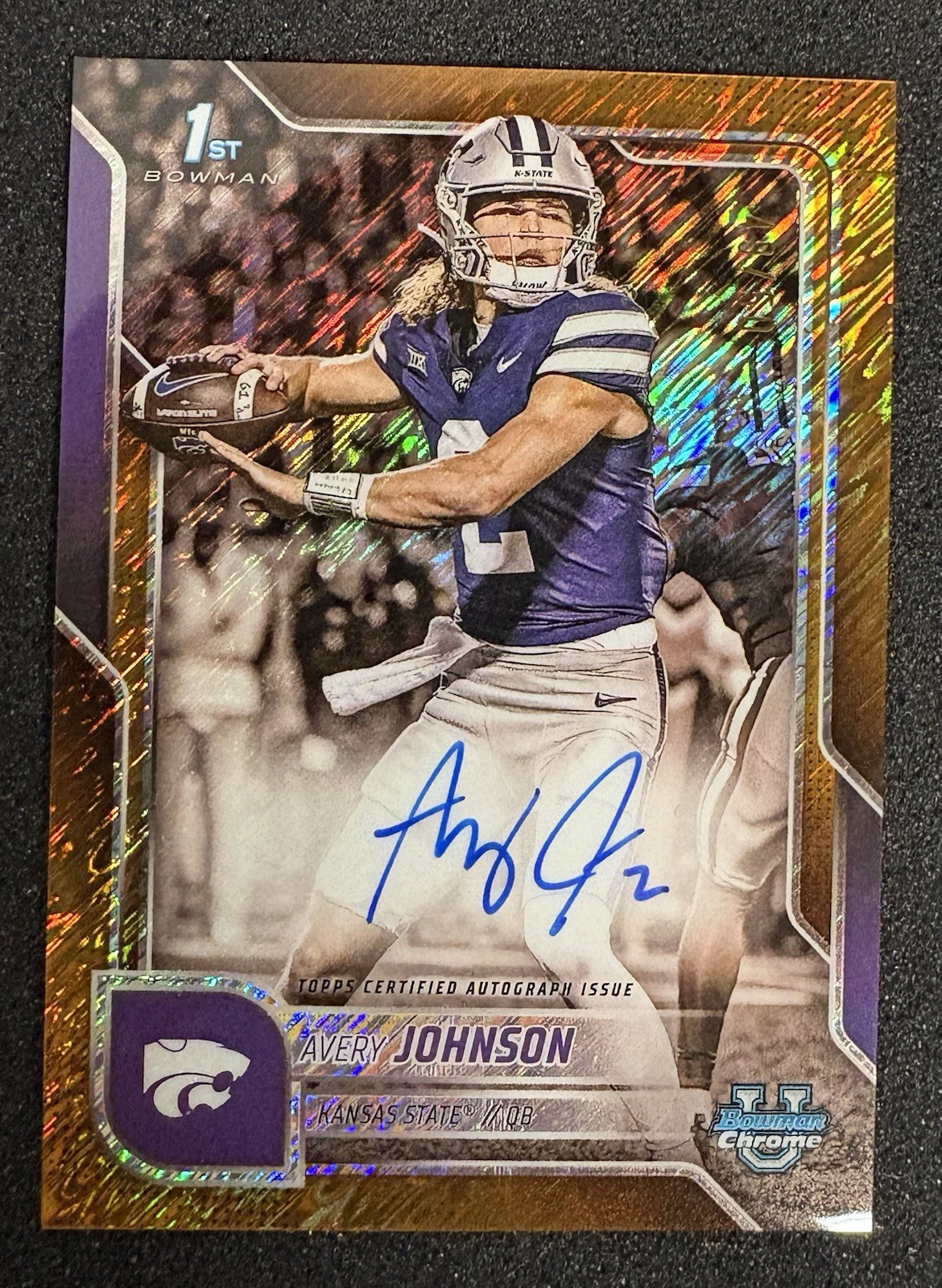 Avery Johnson - 2025 Bowman University Chrome - Gold Shimmer Auto /50 #BCA-AJ