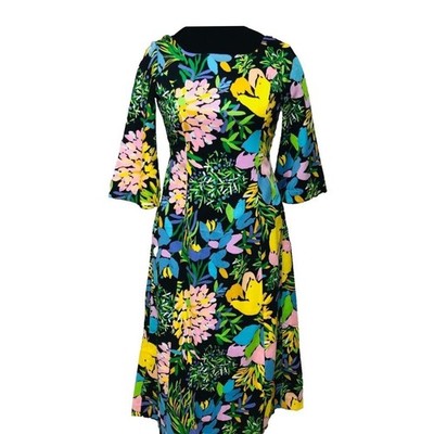 Vintage Tori Richard Hawaiian Maxi Dress Gown Womens M Fit N Flare Forest Fairy