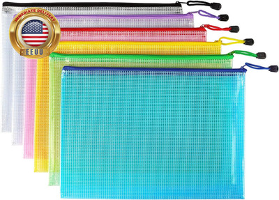 6 Pack Mesh Zipper Pouch Bags, Waterproof Zipper Pouch Zip File Folders for Orga