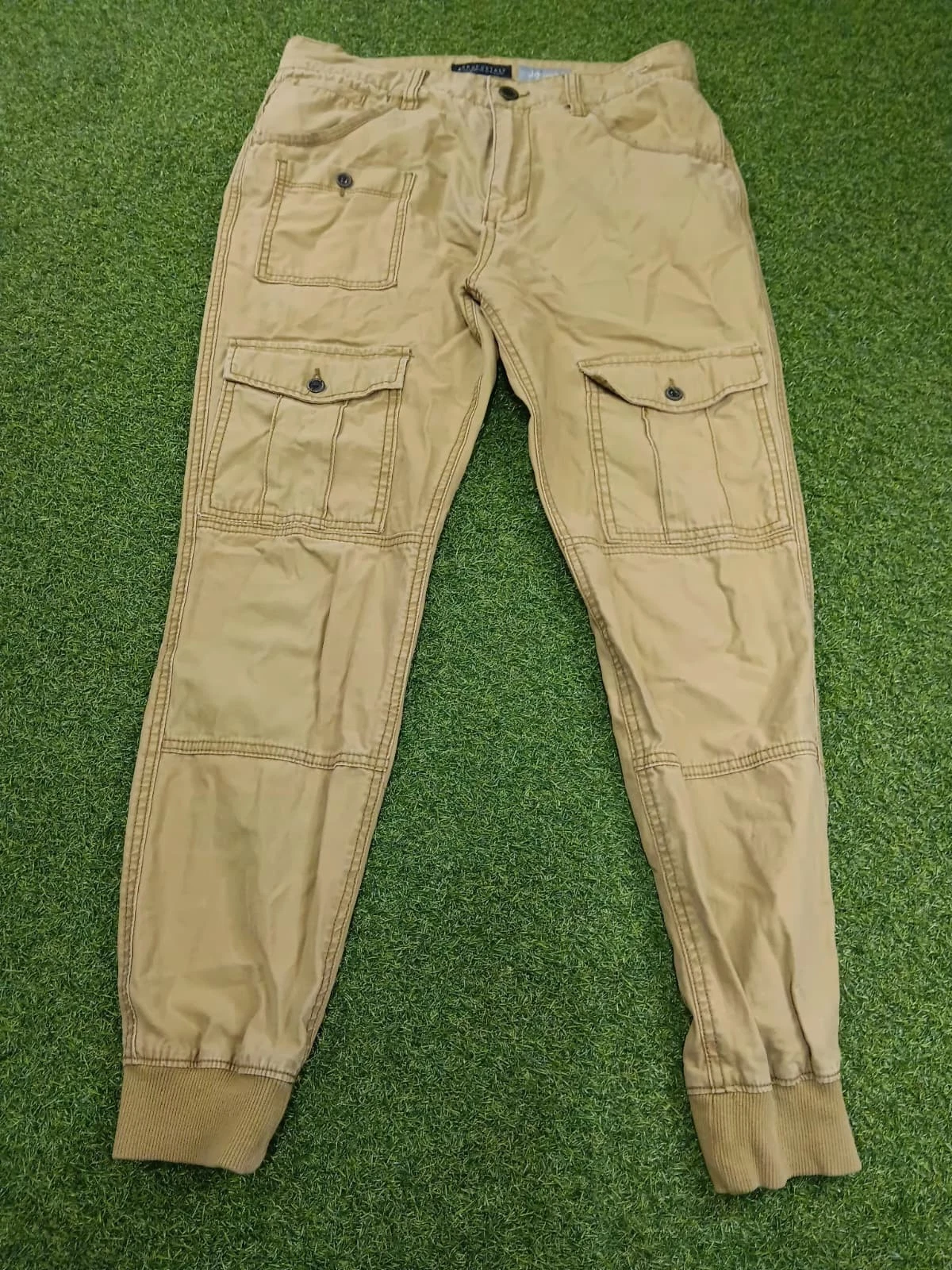 Aeropostale Jogger Pants Mens 32 Brown Cotton Tapered Leg Cargo Pockets Outdoor