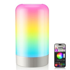 RGBICWW Smart Table Lamp, Touch Bedside Lamp with App Control, LED Desk Silver