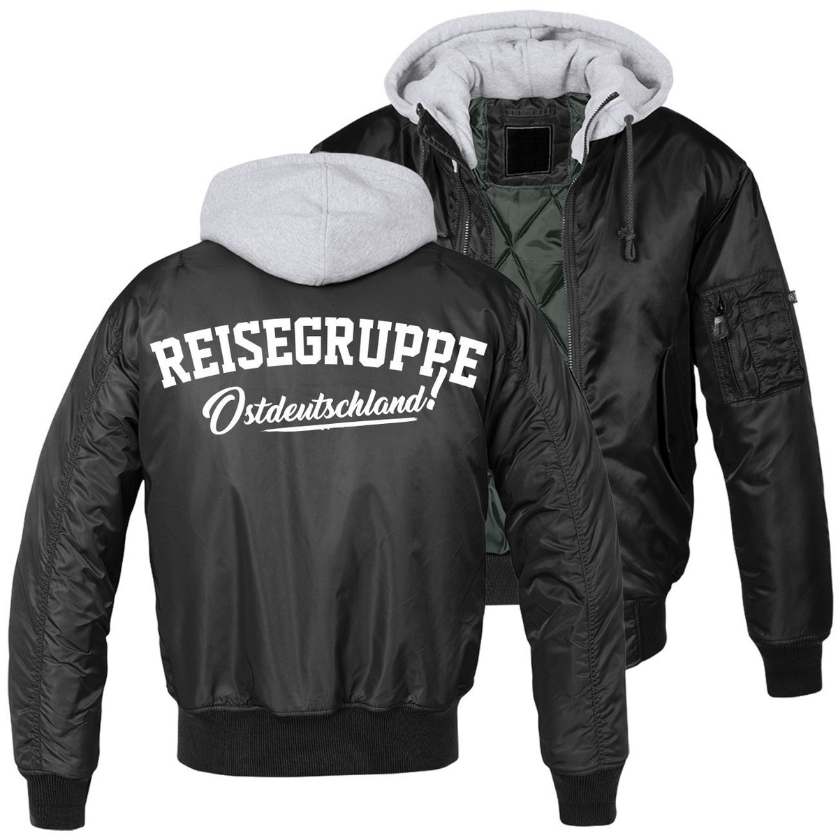 Herren Jungs MA1 Bomberjacke mit Kapuze Reisegruppe Ostdeutschland