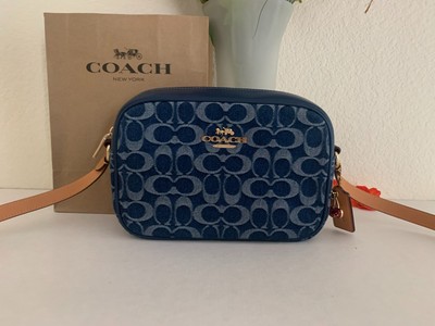 NWT COACH CAA74 Jamie Camera Bag In Signature Denim&Leather With Cherry   Charm