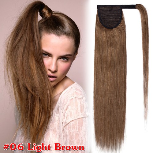 Ponytail 100% Remy Human Hair Extensions Wrap Around Clip In Pony Tail THICK 18" - Picture 17 of 23