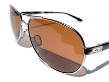 NEW Oakley FEEDBACK Satin Chrome AVIATOR PRIZM Bronze Lens Sunglass 4079-47