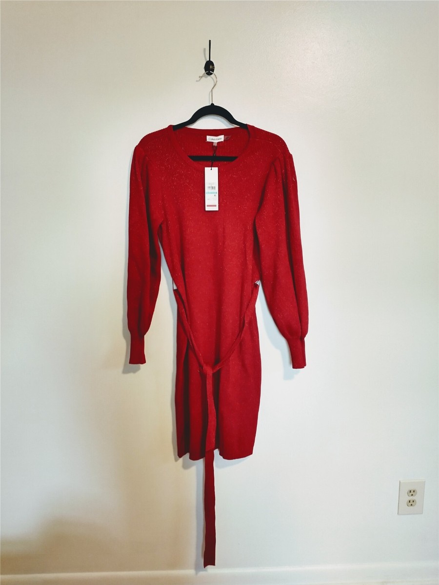 calvin klein long sleeve sweater dress NWT Calvin Klein Womens Metallic Midi Sweater dress with long sleeves