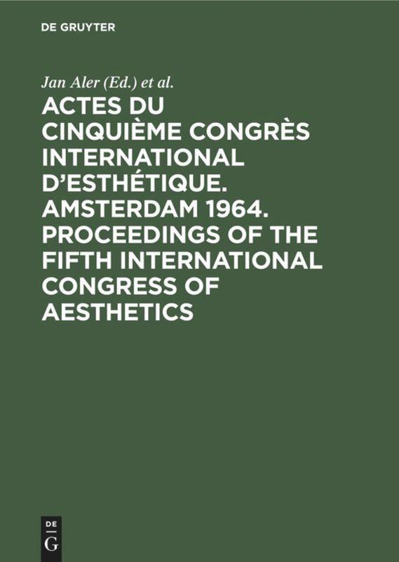 Thumbnail - Congrès International D'esthétique (u. A.) | Actes Du Cinquième