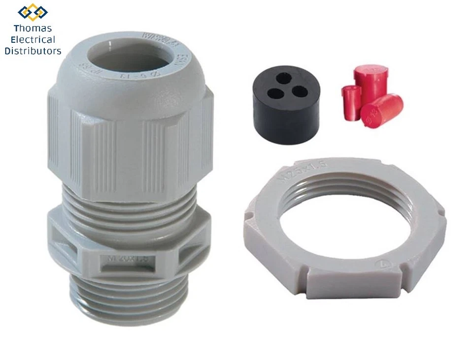 Wiska Grey Plastic consumer unit meter Tails gland kit 25mm + 16mm earth IP68